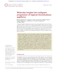 Molecular Insights Into Malignant Progression of Atypical Choroid Plexus Papilloma