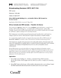 Terrestrial Broadcasting Distribution Undertaking Serving Winnipeg And