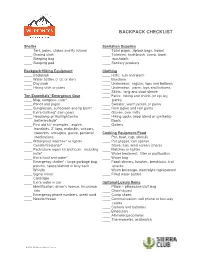 Backpack Checklist