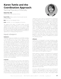 Karen Tuttle and the Coordination Approach: Teaching Physicality of Musicality