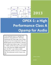 OPEX-1: a High Performance Class a Opamp for Audio