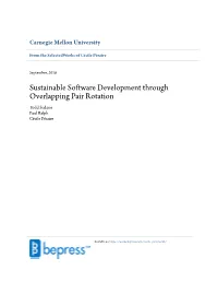 Sustainable Software Development Through Overlapping Pair Rotation Todd Sedano Paul Ralph Cécile Péraire