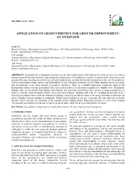 Application of Geosynthetics for Ground Improvement: an Overview