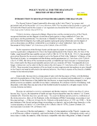 Diaconal Policies for the Ordained