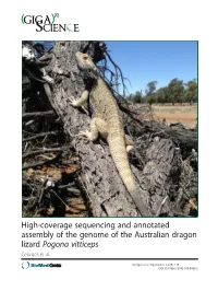 High-Coverage Sequencing and Annotated Assembly of the Genome of the Australian Dragon Lizard Pogona Vitticeps Georges Et Al