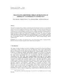 Negotiating Identities Through Pronouns of Address in an Immigrant Community1