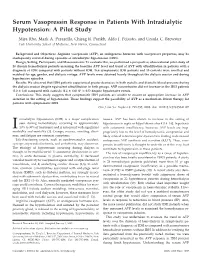 Serum Vasopressin Response in Patients with Intradialytic Hypotension: a Pilot Study