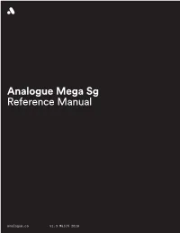 Analogue Mega Sg Reference Manual
