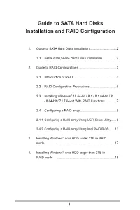 Guide to SATA Hard Disks Installation and RAID Configuration