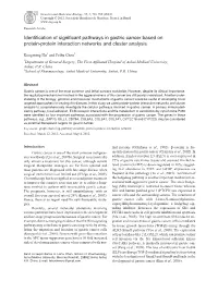 Identification of Significant Pathways in Gastric Cancer Based on Protein-Protein Interaction Networks and Cluster Analysis