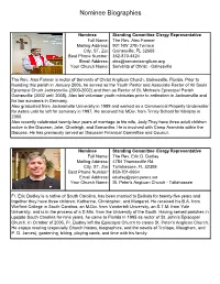 Nominating Committee 2015 Ballot Format