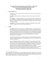 Proposal for a Phd in Community and Behavioral Health Promotion