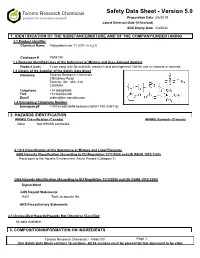 Safety Data Sheet - Version 5.0 Products for Innovative Research Preparation Date 2/6/2019 Latest Revision Date (If Revised) SDS Expiry Date 2/4/2022