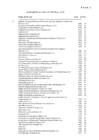 Alphabetical List of Central Acts