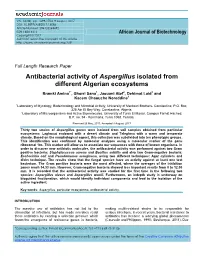 Antibacterial Activity of Aspergillus Isolated from Different Algerian Ecosystems