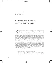 Choosing a Mixed Methods Design