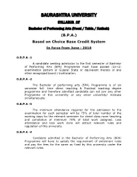 SYLLABUS of Bachelor of Performing Arts (Vocal / Tabla / Kathak) (B.P.A.) Based on Choice Base Credit System in Force from June : 2010