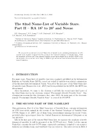 The 82Nd Name-List of Variable Stars. Part II – RA 18 to 20 and Novae