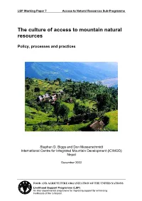 The Culture of Access to Mountain Natural Resources