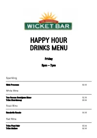 Happy Hour Drinks Menu