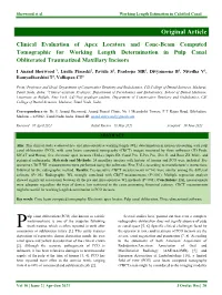 Original Article Clinical Evaluation of Apex Locators and Cone-Beam Computed