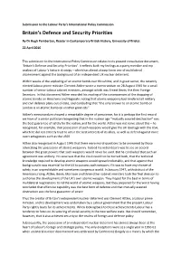 Submission to Labour on Trident April 2016