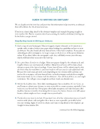 Guide to Writing on Obituary