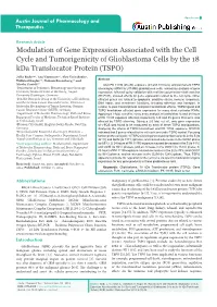 Modulation of Gene Expression Associated with the Cell Cycle and Tumorigenicity of Glioblastoma Cells by the 18 Kda Translocator Protein (TSPO)