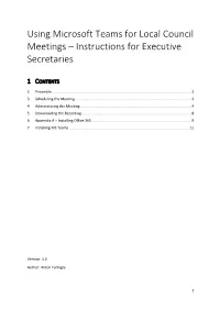 Using Microsoft Teams for Local Council Meetings – Instructions for Executive Secretaries