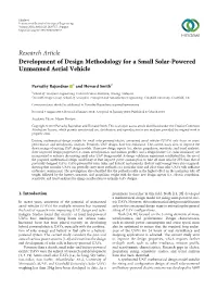 Development of Design Methodology for a Small Solar-Powered Unmanned Aerial Vehicle