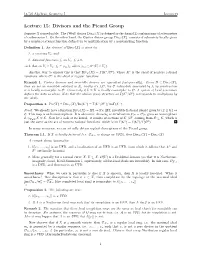 Divisors and the Picard Group