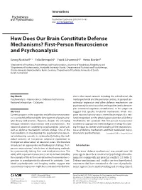 How Does Our Brain Constitute Defense Mechanisms? First-Person Neuroscience and Psychoanalysis
