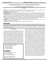 Increasing Blood Flow Rate; a Tool to Improve Adequacy of Dialysis
