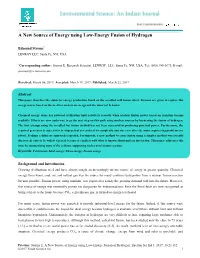 A New Source of Energy Using Low-Energy Fusion of Hydrogen