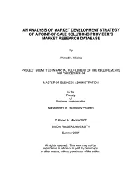 An Analysis of Market Development Strategy of a Point·Of·Sale Solutions Provider's Market Research Database