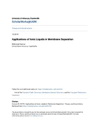 Applications of Ionic Liquids in Membrane Separation