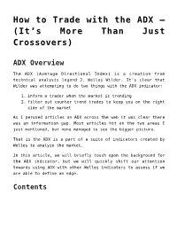 How to Trade with the ADX – (It's More Than Just Crossovers)