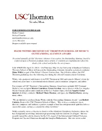 MEDIA RELEASE Diane Wittry Outstanding Alumnus Award