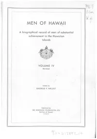 Men of Hawaii a Biographical Reference
