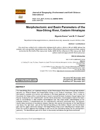 Morphotectonic and Basin Parameters of the Noa-Dihing River, Eastern Himalayas