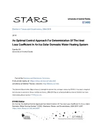 An Optimal Control Approach for Determiniation of the Heat Loss Coefficient in an Ics Solar Domesticater W Heating System