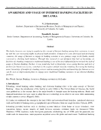 Awareness and Usage of Internet Banking Facilities in Sri Lanka