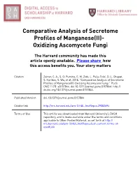 Comparative Analysis of Secretome Profiles of Manganese(II)- Oxidizing Ascomycete Fungi