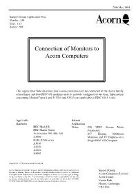 Connection of Monitors to Acorn Computers