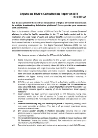 Inputs on TRAI's Consultation Paper On