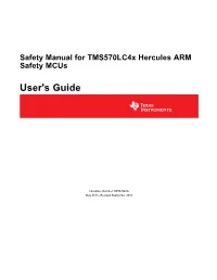 Safety Manual for Tms570lc4x Hercules ARM Safety Mcus
