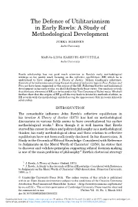 The Defence of Utilitarianism in Early Rawls: a Study of Methodological Development