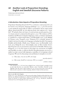 18 Another Look at Preposition Stranding: English and Swedish Discourse Patterns Francesco-Alessio Ursini Stockholms Universitet