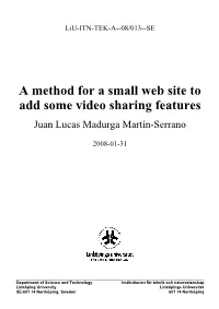 A Method for a Small Web Site to Add Some Video Sharing Features