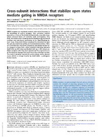 Cross-Subunit Interactions That Stabilize Open States Mediate Gating in NMDA Receptors